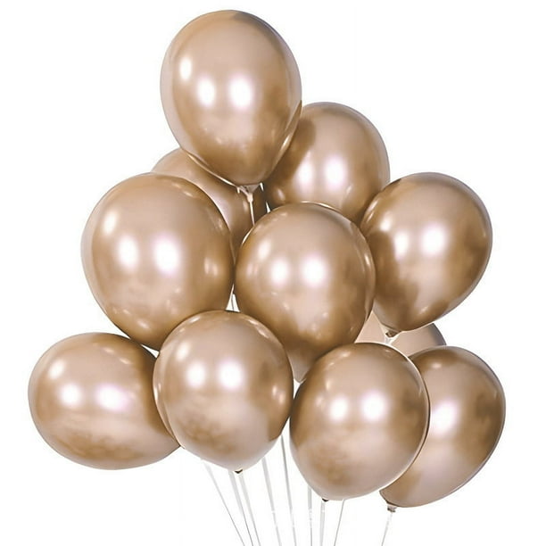 Nvzi Globos metálicos dorados champán de 10 pulgadas, 60 unidades, globos cromados, globos de látex para fiestas, decoraciones para baby shower, bautizos, fiestas de cumpleaños