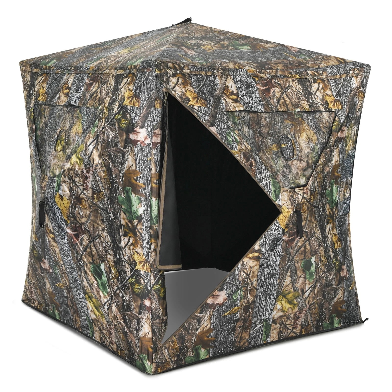 Exdeerjoy 3 Person Portable Hunting Blind Pop-Up Ground Tent w/ Gun Ports & Carrying Bag