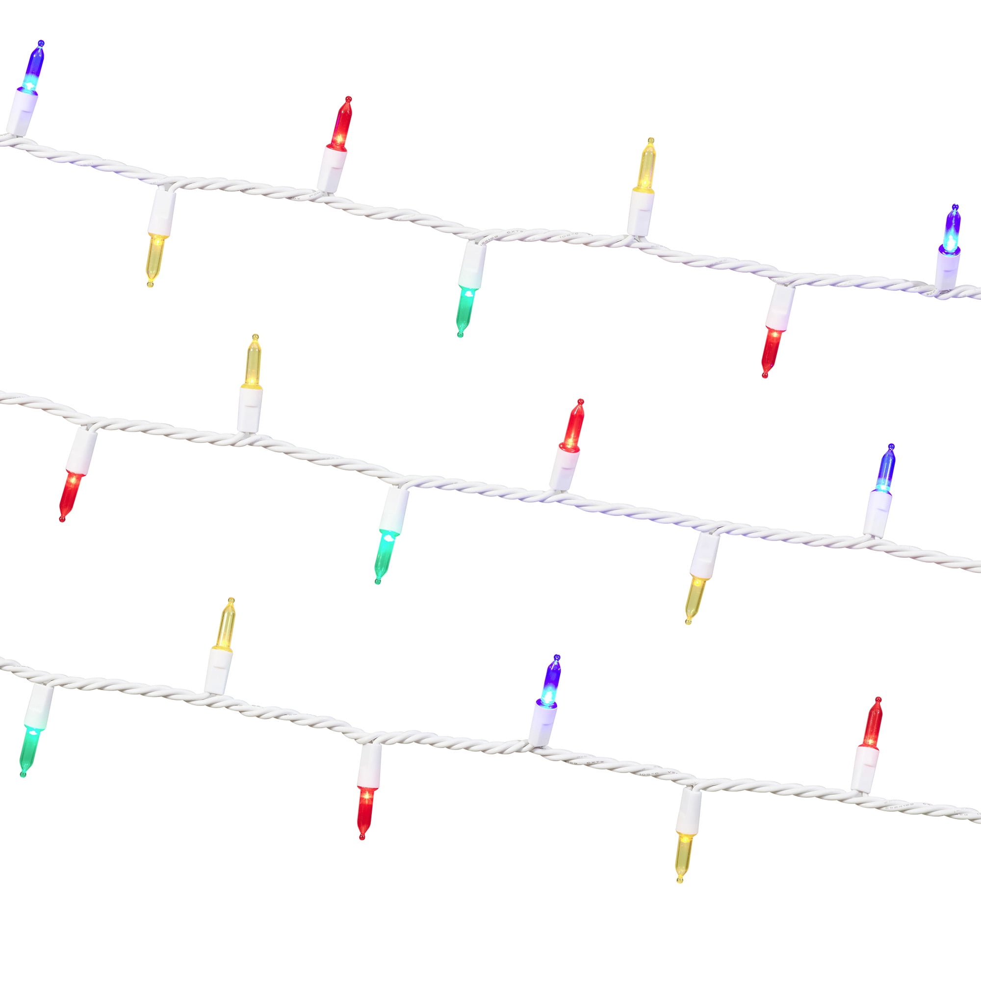 50-Count Multicolor LED Mini Christmas Lights with White Wire, 11', Holiday Time