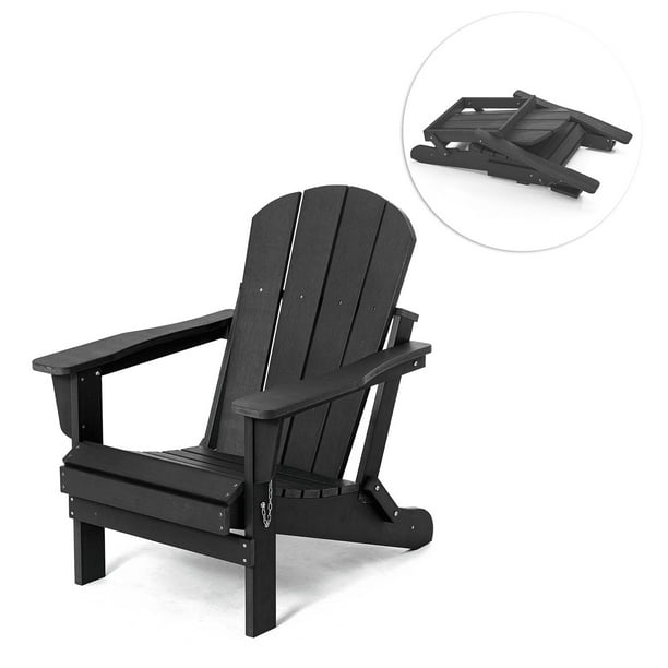 Kingyes Folding Patio Plastic Outdoor Adirondack Chair，Black
