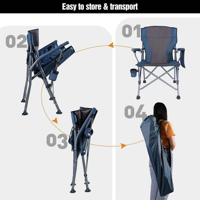 REDCAMP Oversized Camping Chairs 2-Pack - Heavy Duty 500lb Capacity, High Back With Hard Arms, Portable Foldable Outdoor Chairs In Blue 1 thumbnail image