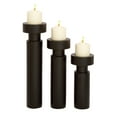 thumbnail image 3 of DecMode 3 Candle Black Mango Wood Pillar Candle Holder, Set of 3, 3 of 9