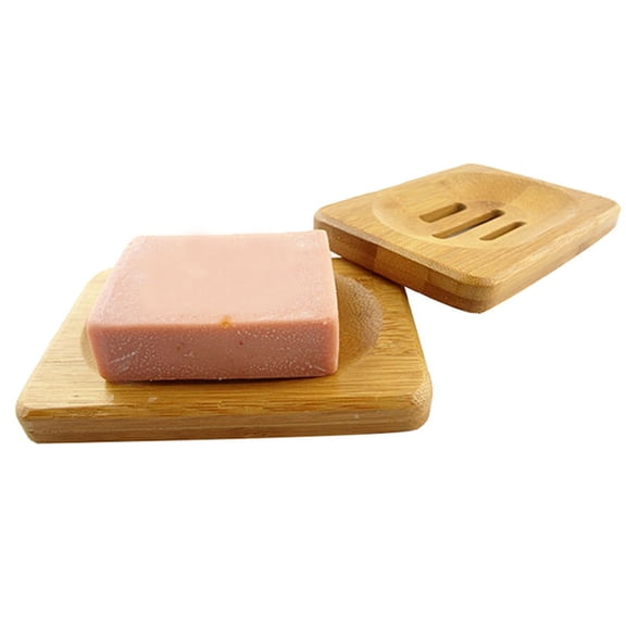 D-GROEE 2Pcs Natural Bamboo Wood Bathroom Shower Soap Tray Dish Storage Holder Plate