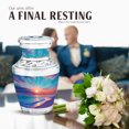 thumbnail image 4 of JAGASY Beach Funeral Urn for Ashes Adult Female, Teal Keepsake Small Urns for Human Ashes, Ocean Sunset Orange Blue Clouds Decorative Urns, Yellow Mini Handmade Urn for Boys & Girls, (3 Inch), 4 of 7