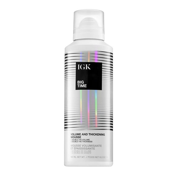 IGK BIG TIME Volume & Thickening Mousse | Moveable   Fullness   Frizz Control | Vegan   Cruelty Free | 6.2 Oz