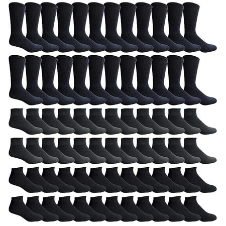 

Yacht & Smith Bulk Thick Cotton Socks Wholesale Men Womans or Kids Crew Cut Ankle and Low Cut Mix Sport Socks - 72 Pairs (Solid Black Womens 9-11)