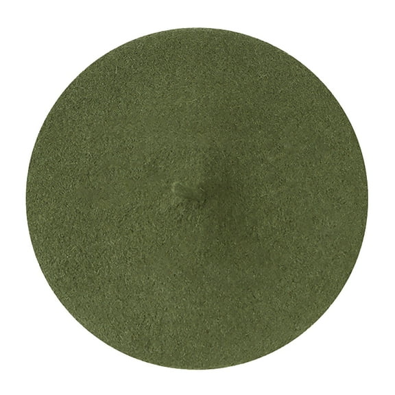 Dyfzdhu Wool Beret Hat for Women British Vintage Fall Winter Trendy Solid Color Wool Berets Green