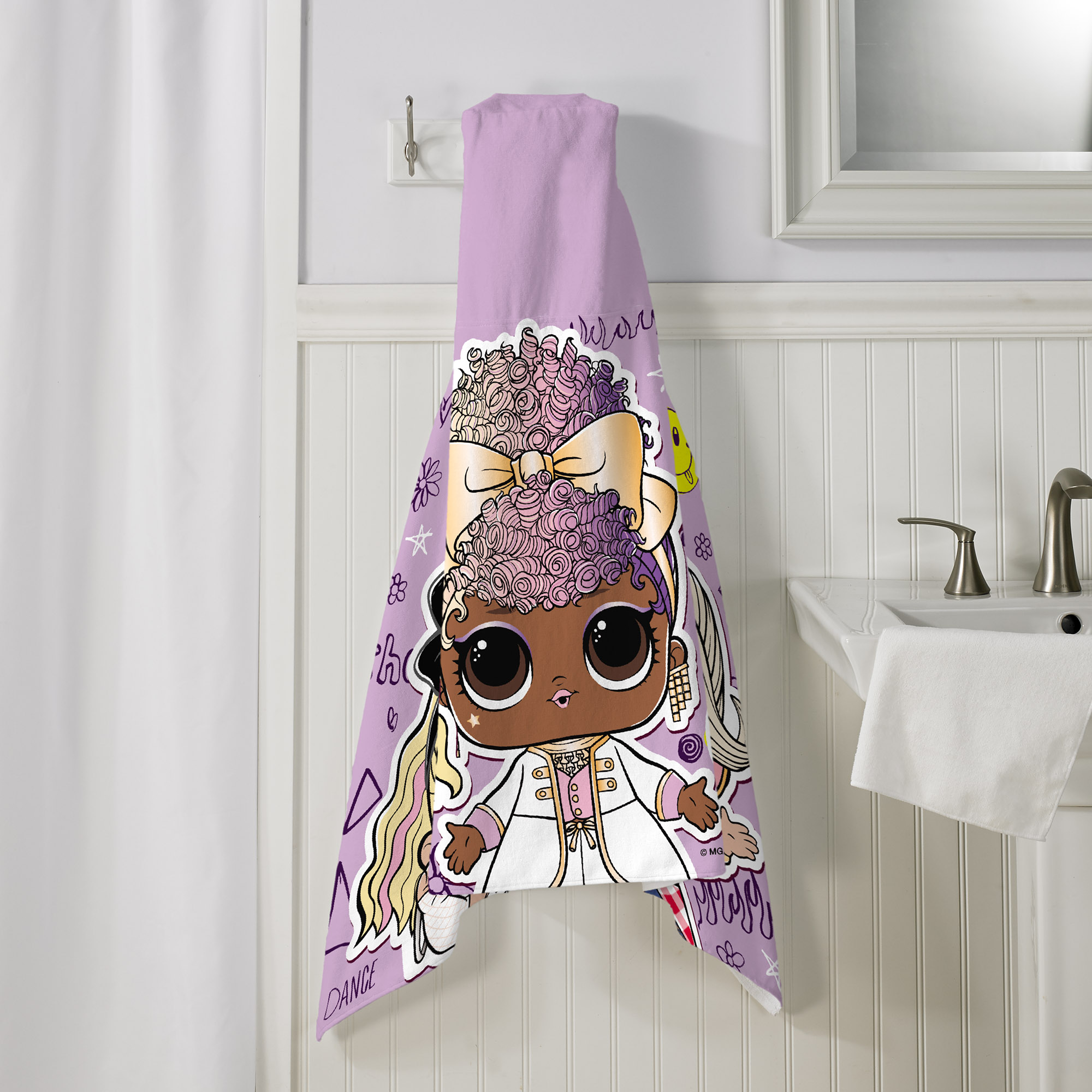 LOL Surprise Kids Purple Queen Hooded Towel, Cotton, Purple, MGA - image 9 of 10