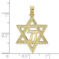thumbnail image 2 of 10k Solid Yellow Gold Religious Judaica Star of David With Chi Center Charm 26.8mm Long Pendant Necklace for Women, 2 of 2