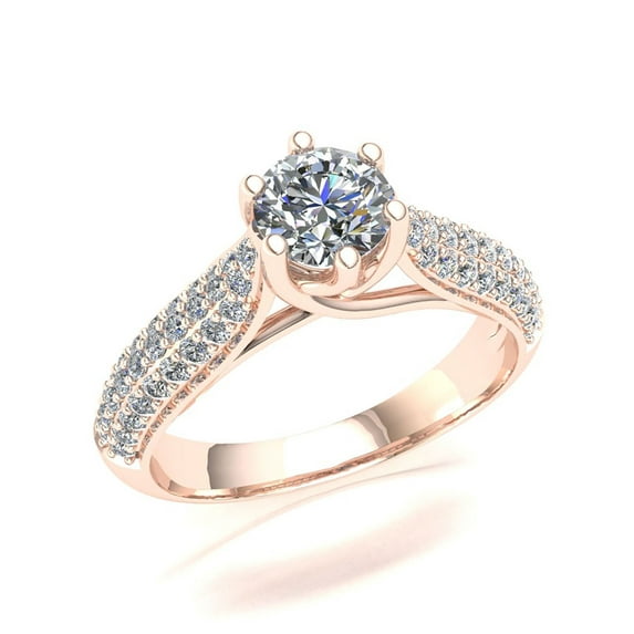 Natural 1carat Round Cut Diamond Prong Women's Bridal Trellis Engagement Ring Wedding Solid 10K Gold JK I1