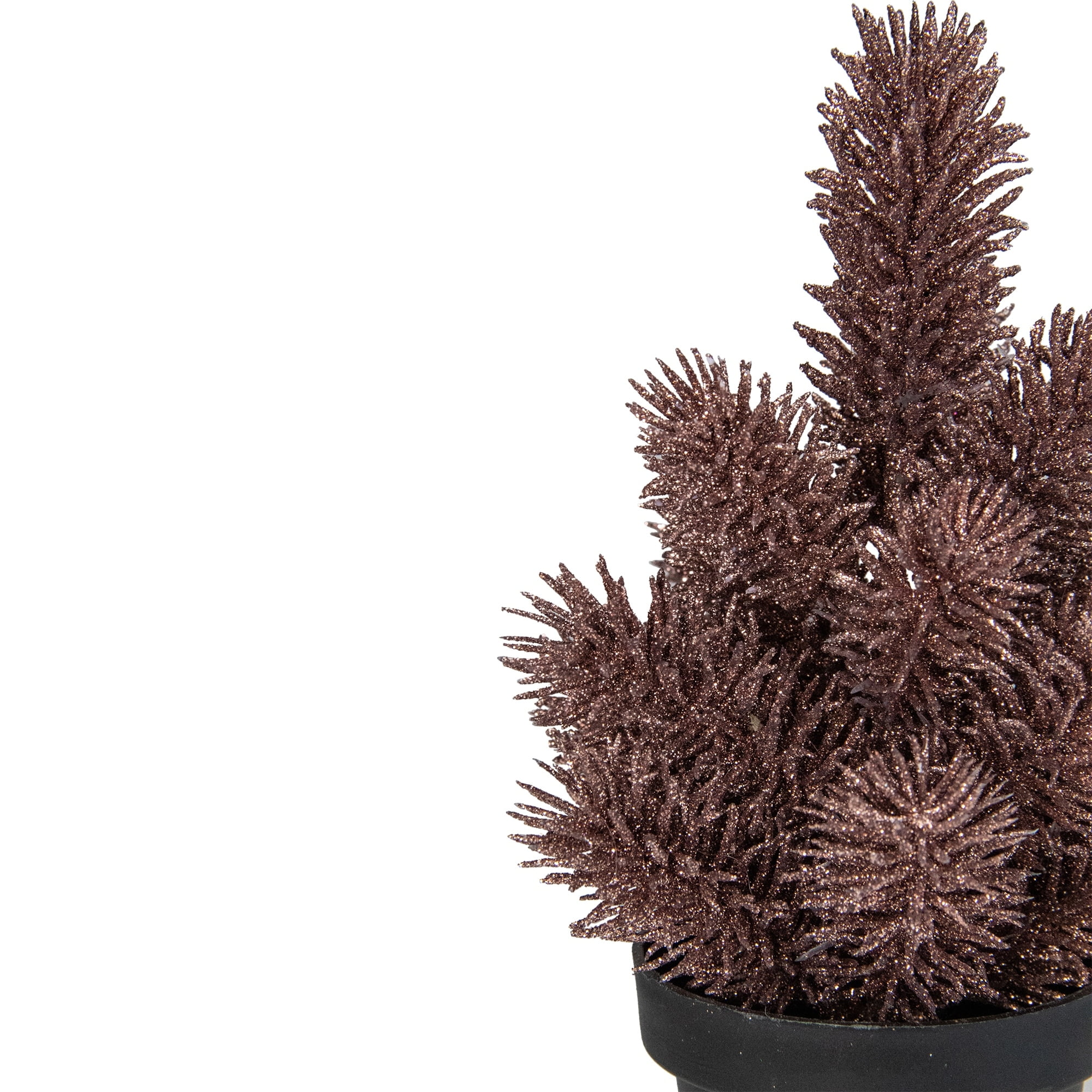 8.5 Potted Glitter Artificial Pine Christmas Tree  - Unlit - 8.5" Gold Champagne