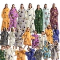 thumbnail image 2 of Manta de franela de gran tamaño con mangas, Sudadera con capucha cálida de invierno, jersey de lana gigante para niños y mujeres, manta con capucha para TV, 2 of 4