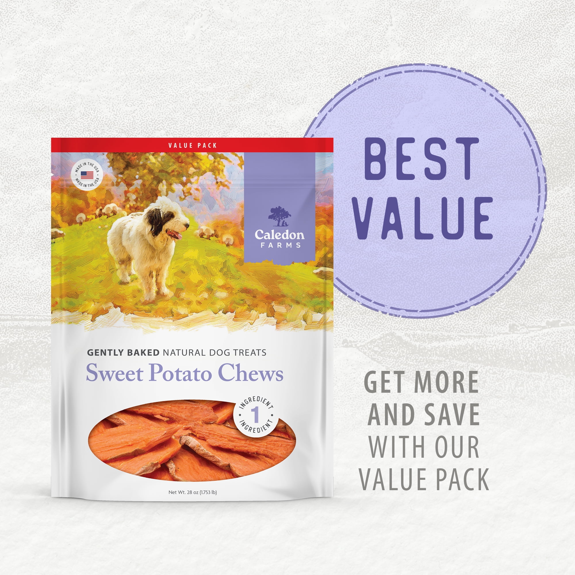 Caledon Farms Value Pack Sweet Potato Chews 28oz, Dog Treats