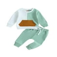 thumbnail image 1 of Vêtements d'Automne et d'Hiver pour Bébé Garçon Ensemble Chandail en Molleton à Col Rond Color Block Haut à Enfiler Pantalon Jogger 2-3 Ans, 1 of 8