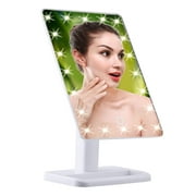 20 LED Touch Screen Illuminated Makeup Stand Mirror White Lighted Make Up Mirror Desktop Lighted Cosmetic Vanity Mirrors with Stand,White