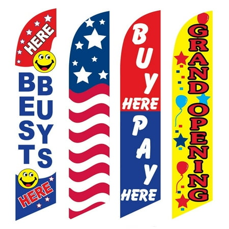 4 Advertising Swooper Flags Best Buys USA Buy Pay Here Grand Opening