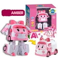 thumbnail image 1 of POLI Transforming Robot Toy Set – 4-Pack Rescue Vehicles (Poli, Roy, Amber, Helly) for Kids ([Large] Amba Deformation), 1 of 7