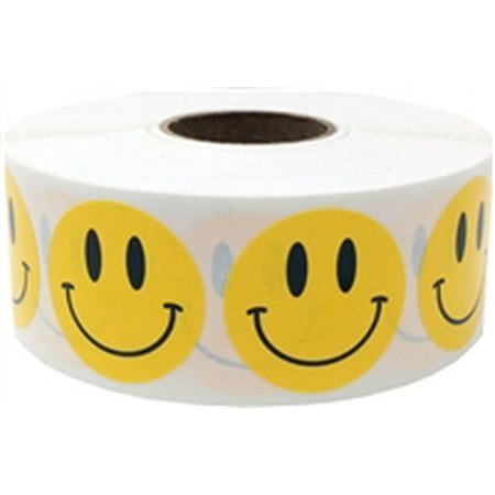 - Yellow Smiley Face Circle Dot Stickers, 1 Inch Round, 500 Labels on a Roll