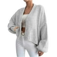 thumbnail image 4 of hotojiny Cardigan Sweaters for Women Soft Cropped Button up Knit Coat Oversized Long Sleeve Fall Tops Trenyd Outfit S-L, 4 of 7