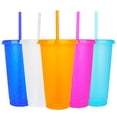 thumbnail image 1 of Vasos de plástico Suertestarry de 24 onzas con tapas y pajitas, paquete de 5, 1 of 6