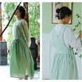 thumbnail image 5 of Double Sided Cotton Linen Apron for Women with Pocket, V-neck and Flat-neck Split Pinafore for Kitchen Garden Cooking, 5 of 6