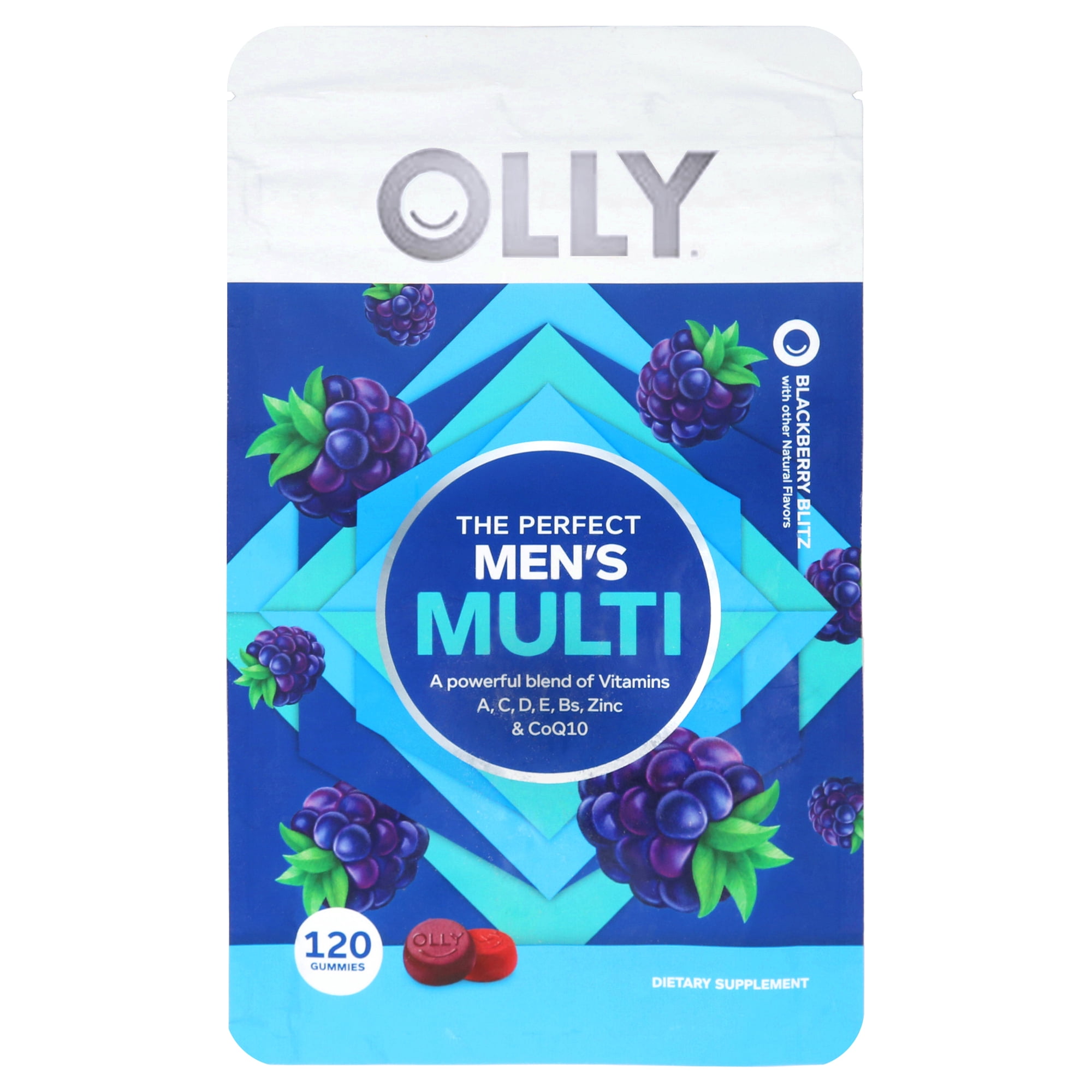 OLLY Men's Multivitamin Gummy, Vitamins A, C, D, E, B, Zinc, Blackberry Flavor, 120 Ct