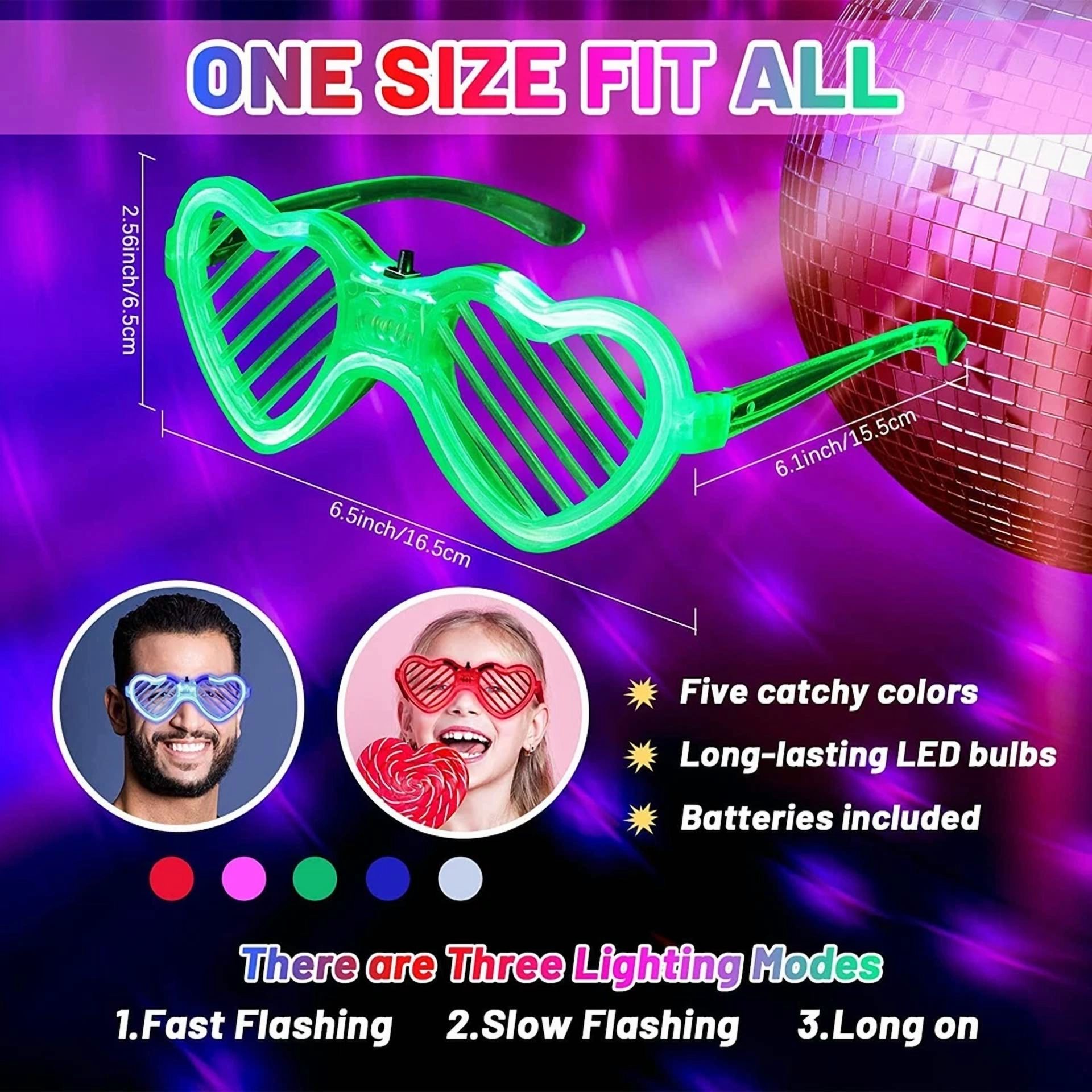 BUTTERFLY- Light-Up Glasses Heart Led Flashing Shutter Retro Glasses Rave Party Favor 12Pks