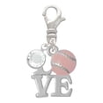 thumbnail image 2 of Delight Jewelry Love with Pink Softball - Silvertone Clip on Charm with Clear Crystal Drop, 2 of 5