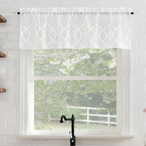 No. 918 Allerton Embroidered Trellis Rod Pocket Kitchen Curtains, 52"x14"