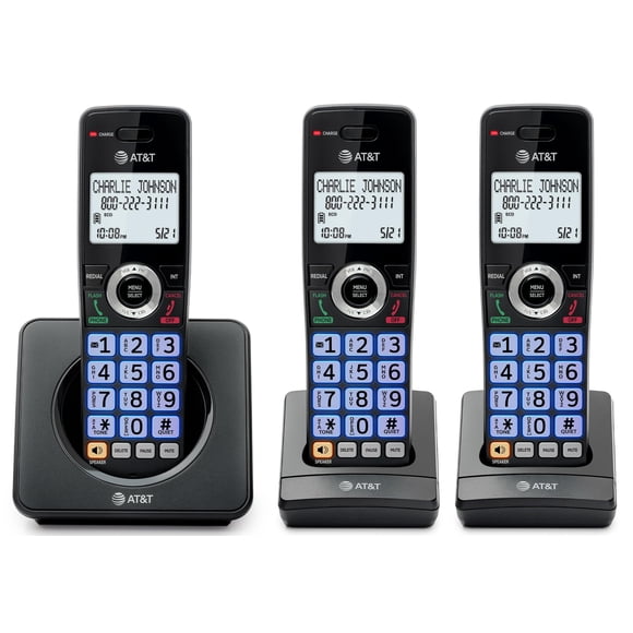 Teléfono fijo AT&T GL2101-31 con 3 auriculares y bloqueador de llamadas