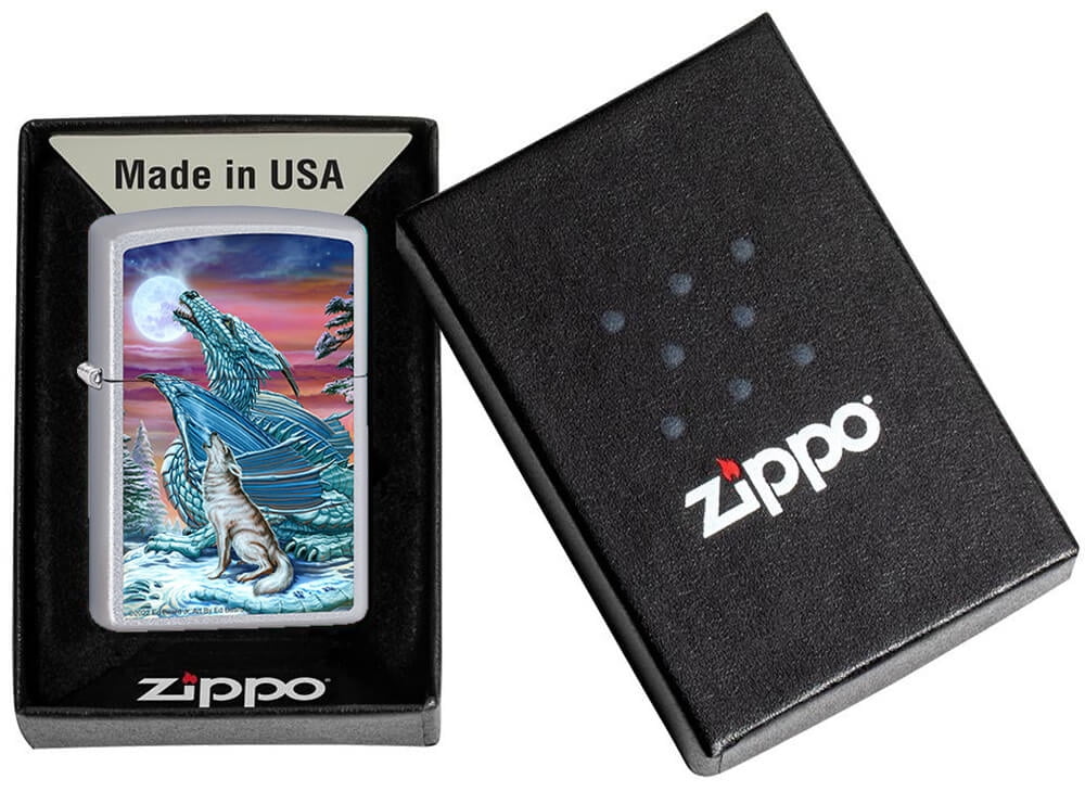 Ed Beard Jr - Moonsong Wolf Satin Chrome Zippo Lighter