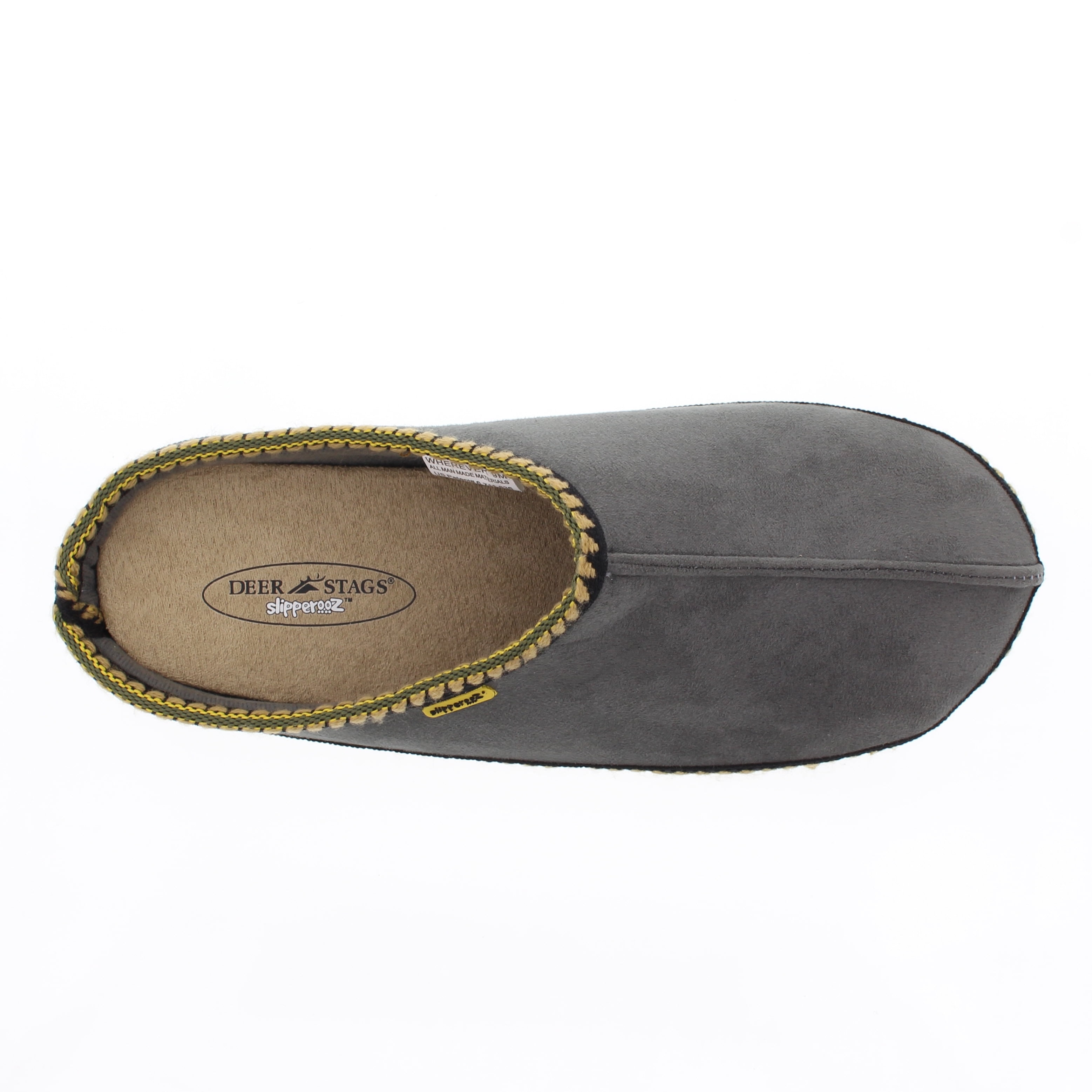 Deer Stags Mens Wherever Faux Suede Knit Trim Mule Slippers