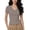 Coffee, variant on CAIVO Women Shirts Casual Elegant Slim Fit Short Sleeve Tops Summer Knit And Comfortable Stretch V-Neck Solid Color Comfort Shirts