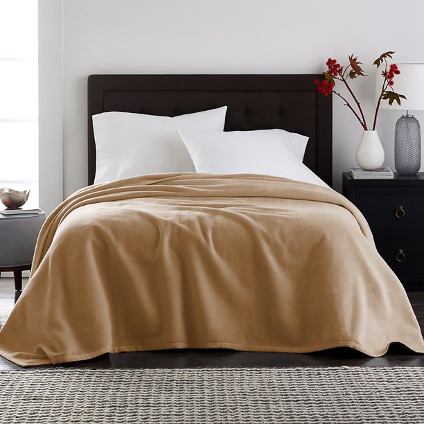 Velvet Plush Blanket Khaki Twin 66x86