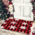 thumbnail image 4 of cpengpj Merry Christmas Rug Red Plaid Kitchen Rug Anti Fatigue Winter Christmas Decorative Kitchen Mats Non Skid Snowflakes Doormat for Home Kitchen Bathroom 23.6x15.7in, 4 of 5