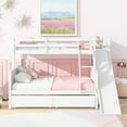 thumbnail image 3 of Newest Twin over Full Bunk Bed with 2 Drawers, Slide, Shelves, Ladder, Rubber Wood Bunk Bed with Slide, Drawers,White, 3 of 10