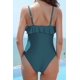 thumbnail image 2 of Bandeau - Traje de baño de una pieza con volantes y control de abdomen para mujer, Verde Oscuro, S Xishao ropa, 2 of 2