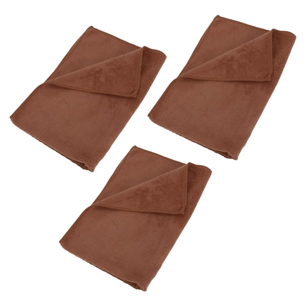 Toallas de limpieza Unique Bargains, toalla de secado para automóviles, tela de microfibra absorbente de felpa café, 3 piezas 420g/㎡ 40x60cm