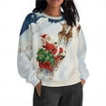 thumbnail image 4 of Women's Christmas Fleece Sweatshirt Long Sleeve Crew Neck Santa Claus Christmas Tree Graphic Print Casual Loose Hoodies for Holiday Party Multicolor-8 XL, 4 of 9