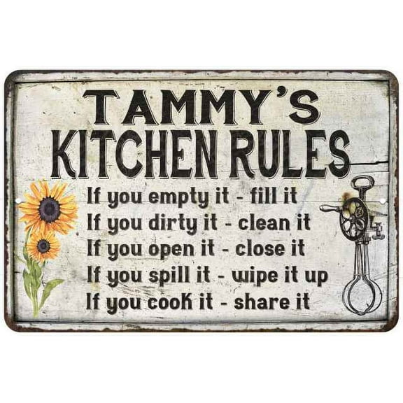 Tammy's Kitchen Rules Chic Sign Vintage Decor 8 x 12 High Gloss Metal 208120032078