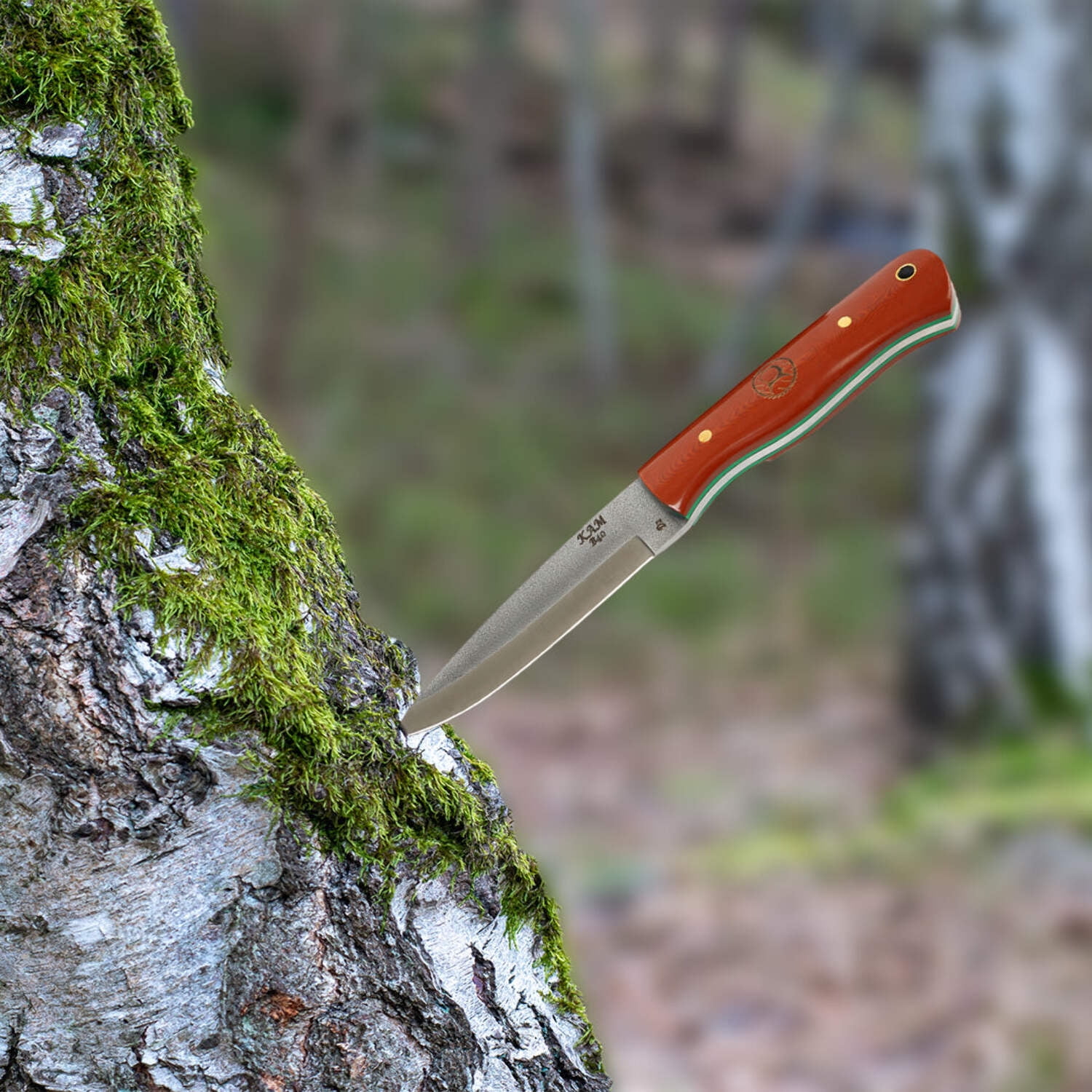 Kam Knife - B40 D2 Steel Red and Brown Handle Fixed Blade