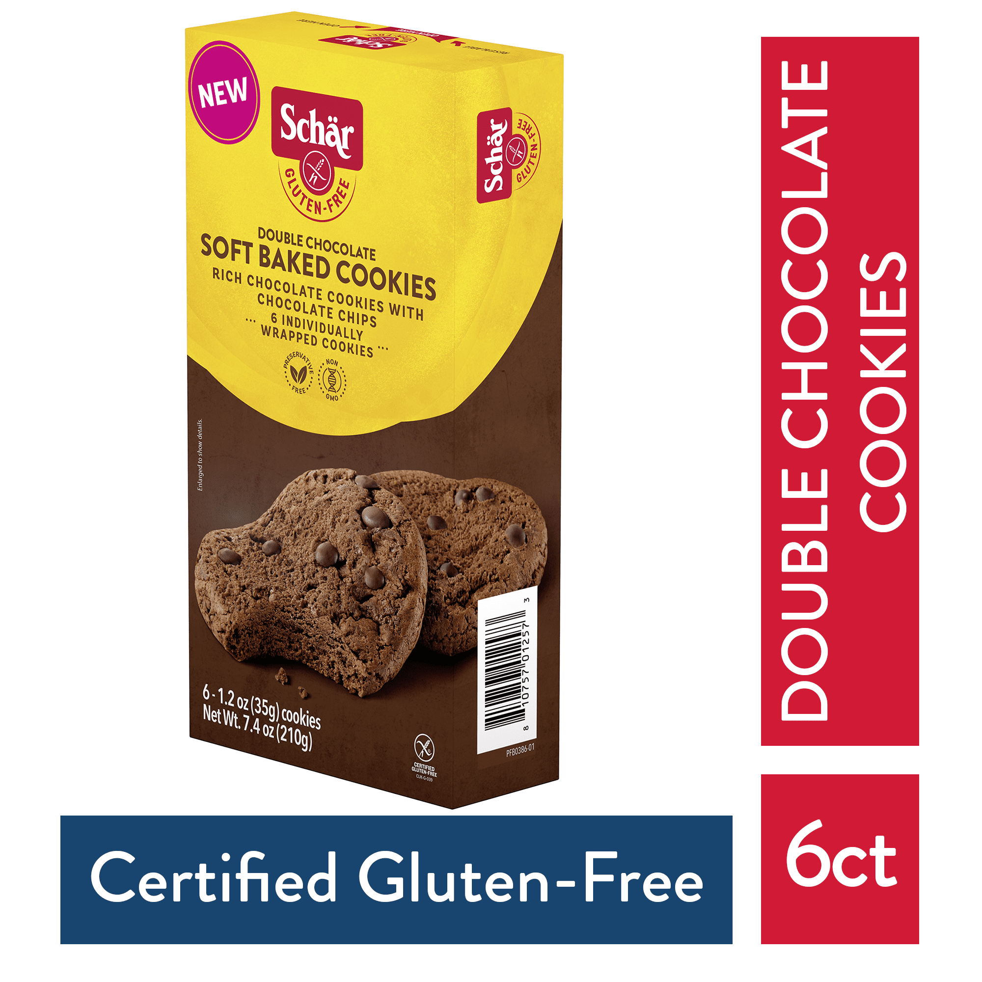 (3 pack) Schar Gluten Free Double Chocolate Soft Baked Cookies, Gluten Free Cookies, 7.4 oz