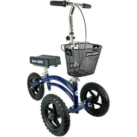 KneeRover All Terrain Steerable Knee Walker Knee Scooter Heavy Duty Crutch Alternative with Basket in Blue