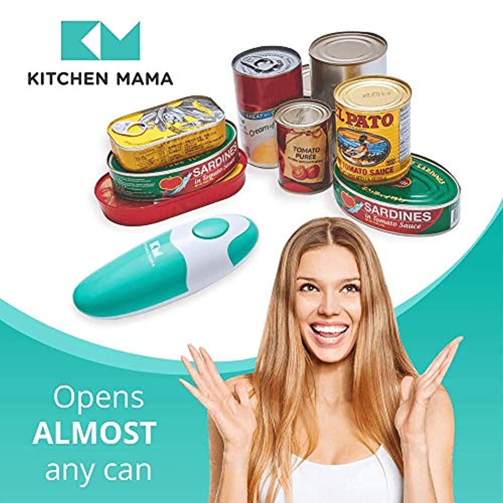 Kitchen Mama Electric Can Opener: Open Your Cans with A Simple Push of  Button - No Sharp Edge, Food-Safe and Battery Operated Handheld Can Opener(Sky  Blue) 