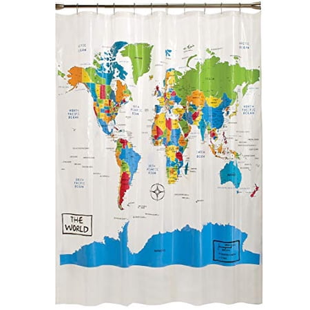SKL HOME by Saturday Knight Ltd. E2149518102001 World Map Shower Curtain 70x72 inches Multicolored
