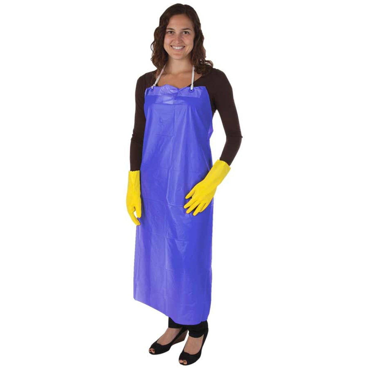 DuraWear® Blue Vinyl Apron, 6 mil, 35" x 45", each