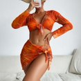thumbnail image 1 of Daisyyozoid Swimsuits for Women Clearance Printed Bikini Straps Bikini Deep V Split Set Three Piece Set, 1 of 5