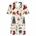 thumbnail image 5 of FDGIU Women's Christmas Pajama Short Set, 2-Piece Short Sleeve Lapel Top & Shorts, Holiday Print Matching Lounge & Sleepwear, 5 of 7