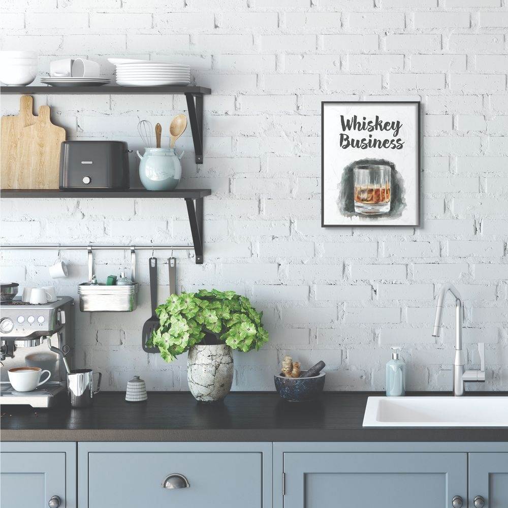Stupell Industries Whiskey Business Bar Kitchen Drawing Framed Wall Art by Daphne Polselli
