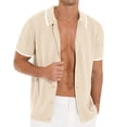 thumbnail image 6 of Iceglad Men's Casual Button Down Shirt Short Sleeve Vintage Clothes Knit Polo Shirts Summer Beach Shirts, 6 of 8